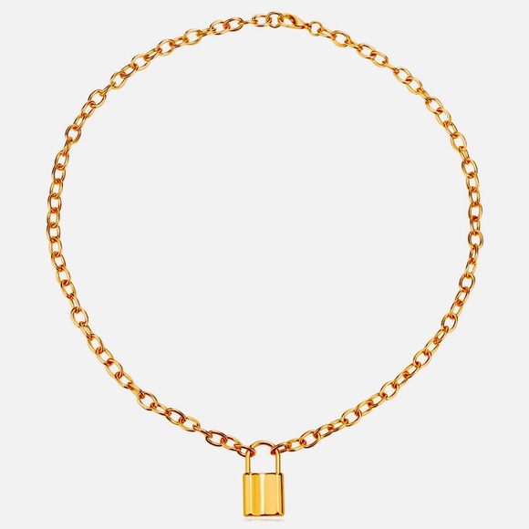 White Label Jewelry - Gold Lock Necklace